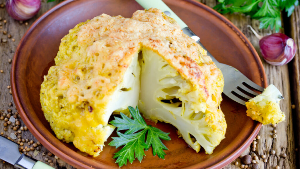 Mustard-Parmesan Whole Roasted Cauliflower