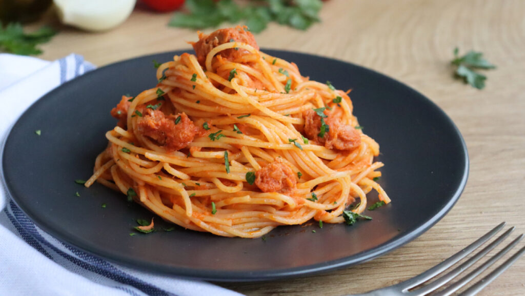 Spicy Fish and Olive Spaghetti